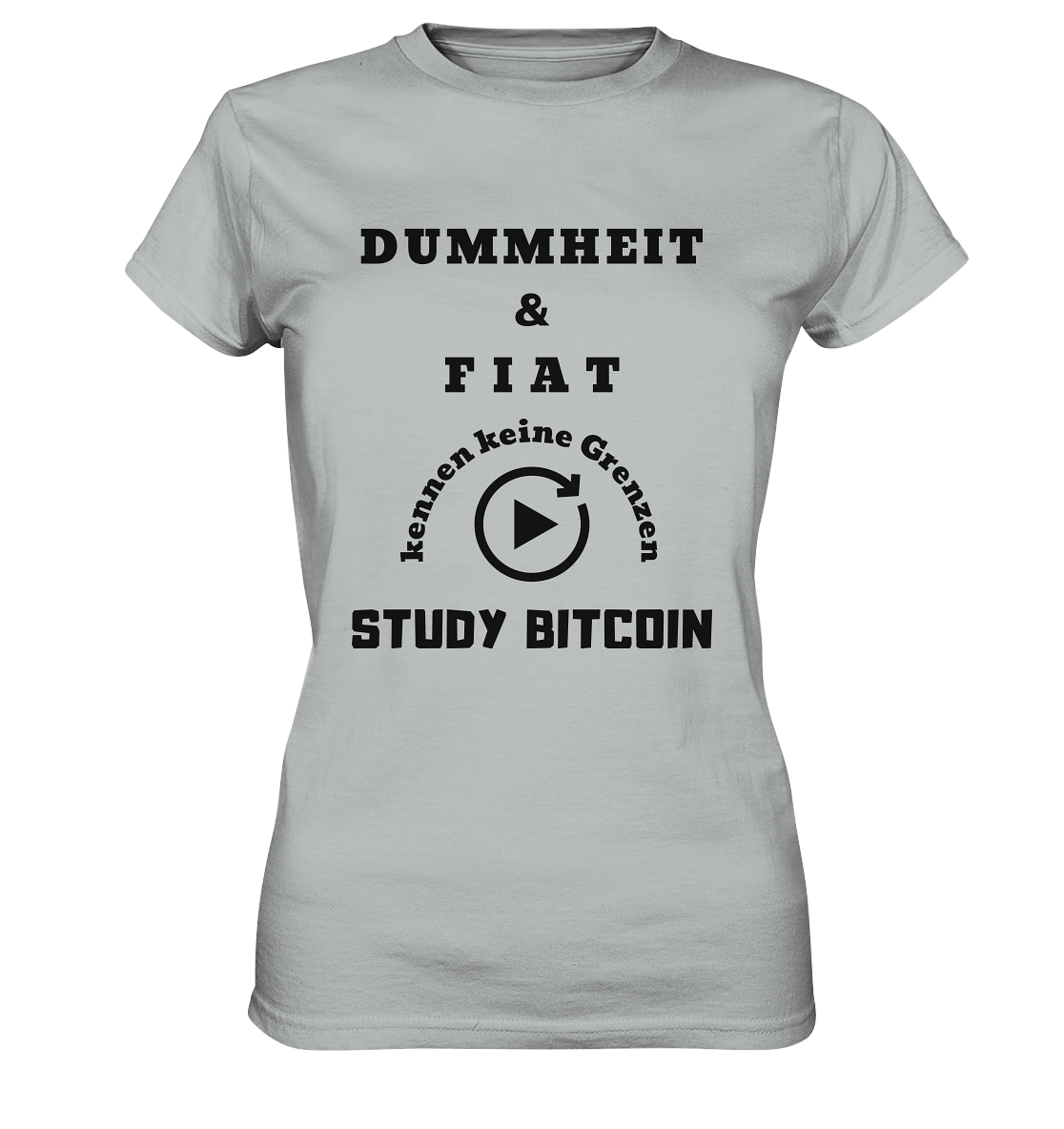 DUMMHEIT UND FIAT KENNEN KEINE GRENZEN - STUDY BITCOIN (ENDLOS-PLAYBUTTON) - Ladies Collection 21% Rabatt bis zum Halving 2024 - Ladies Premium Shirt