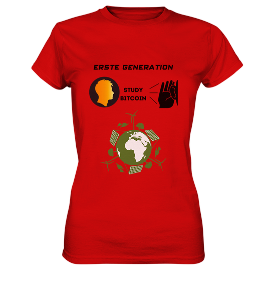 ERSTE (BITCOIN) GENERATION - STUDY BITCOIN (green world Grafik) - LADIES COLLECTION 21% automat. Rabatt bis zum Halving 2024  - Ladies Premium Shirt