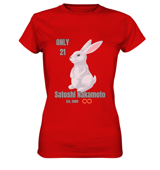 SATOSHI NAKAMOTO Est. 2009 (unendlich) ONLY 21- LADIES COLLECTION 21% automat. Rabatt bis zum Halving 2024  - Ladies Premium Shirt