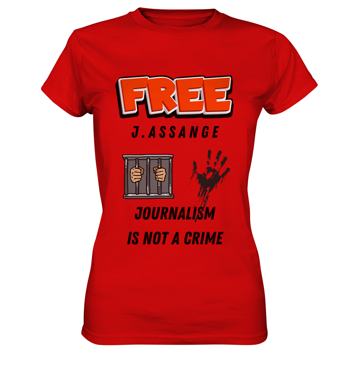 FREE J. ASSANGE - JOURNALISM IS NOT CRIME (2 Grafiken) - Ladies Collection 21% Rabatt bis zum Halving 2024) - Ladies Premium Shirt
