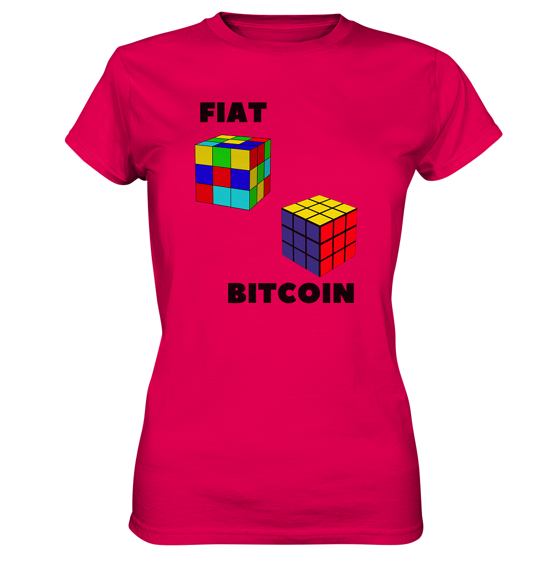 FIAT Cube & BITCOIN Cube - gerade Variante (Ladies Collection 21% Rabatt bis zum Halving 2024)    - Ladies Premium Shirt