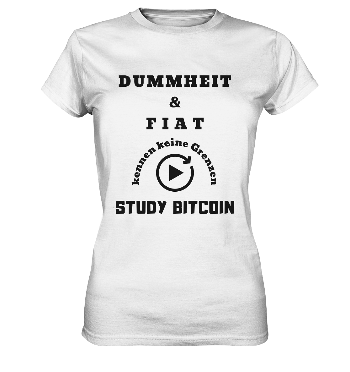DUMMHEIT UND FIAT KENNEN KEINE GRENZEN - STUDY BITCOIN (ENDLOS-PLAYBUTTON) - Ladies Collection 21% Rabatt bis zum Halving 2024 - Ladies Premium Shirt