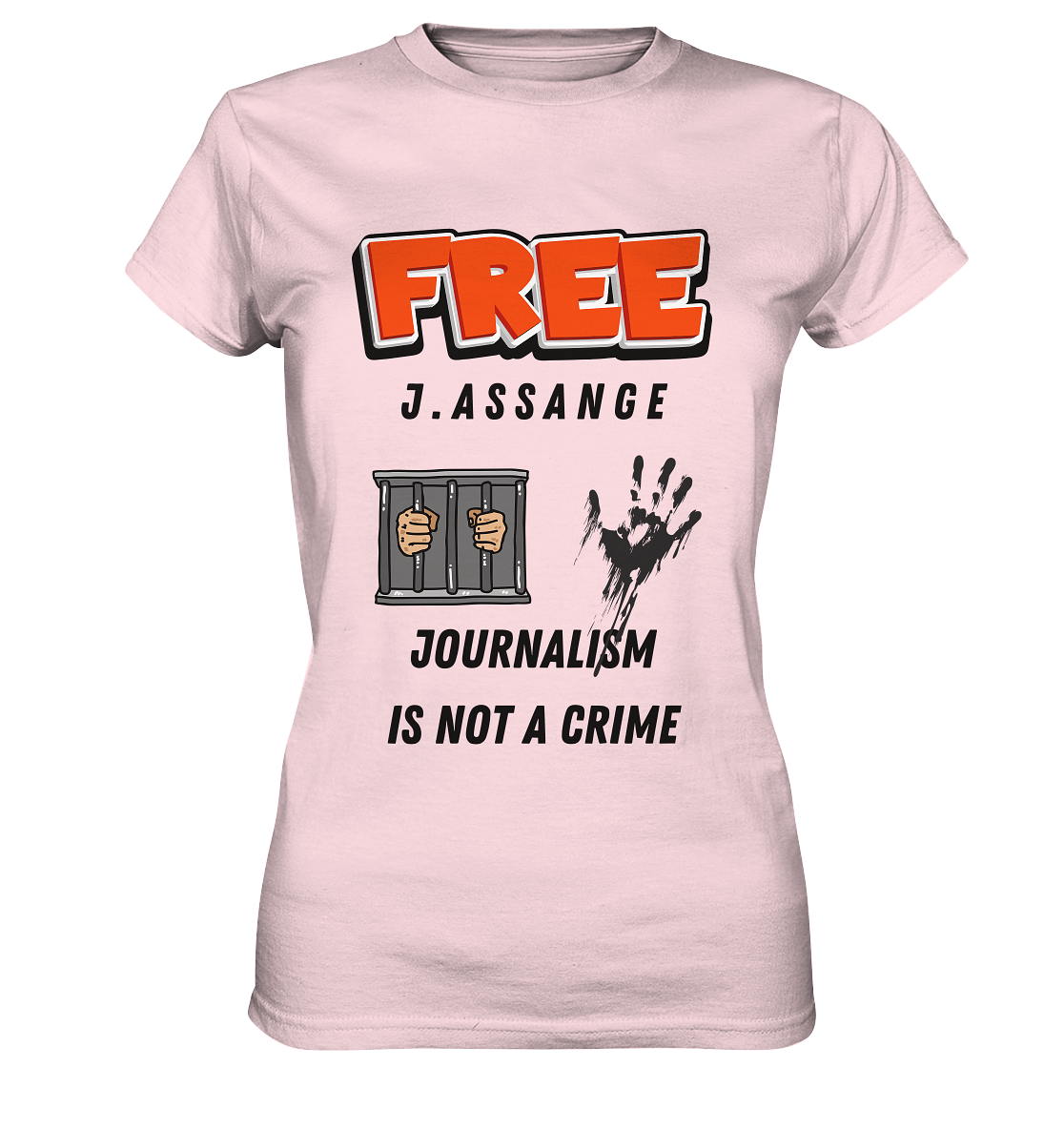 FREE J. ASSANGE - JOURNALISM IS NOT CRIME (2 Grafiken) - Ladies Collection 21% Rabatt bis zum Halving 2024) - Ladies Premium Shirt