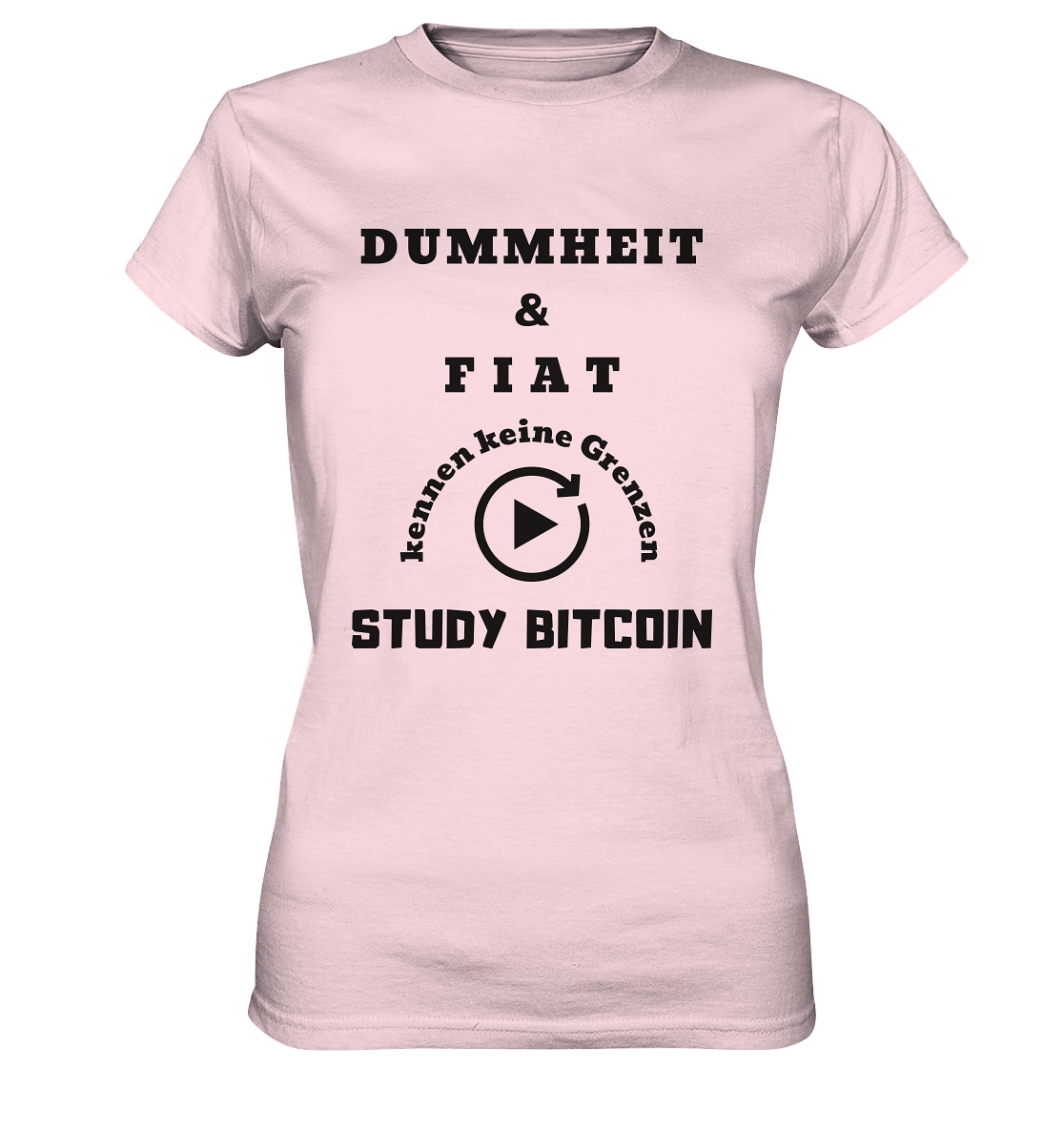 DUMMHEIT UND FIAT KENNEN KEINE GRENZEN - STUDY BITCOIN (ENDLOS-PLAYBUTTON) - Ladies Collection 21% Rabatt bis zum Halving 2024 - Ladies Premium Shirt