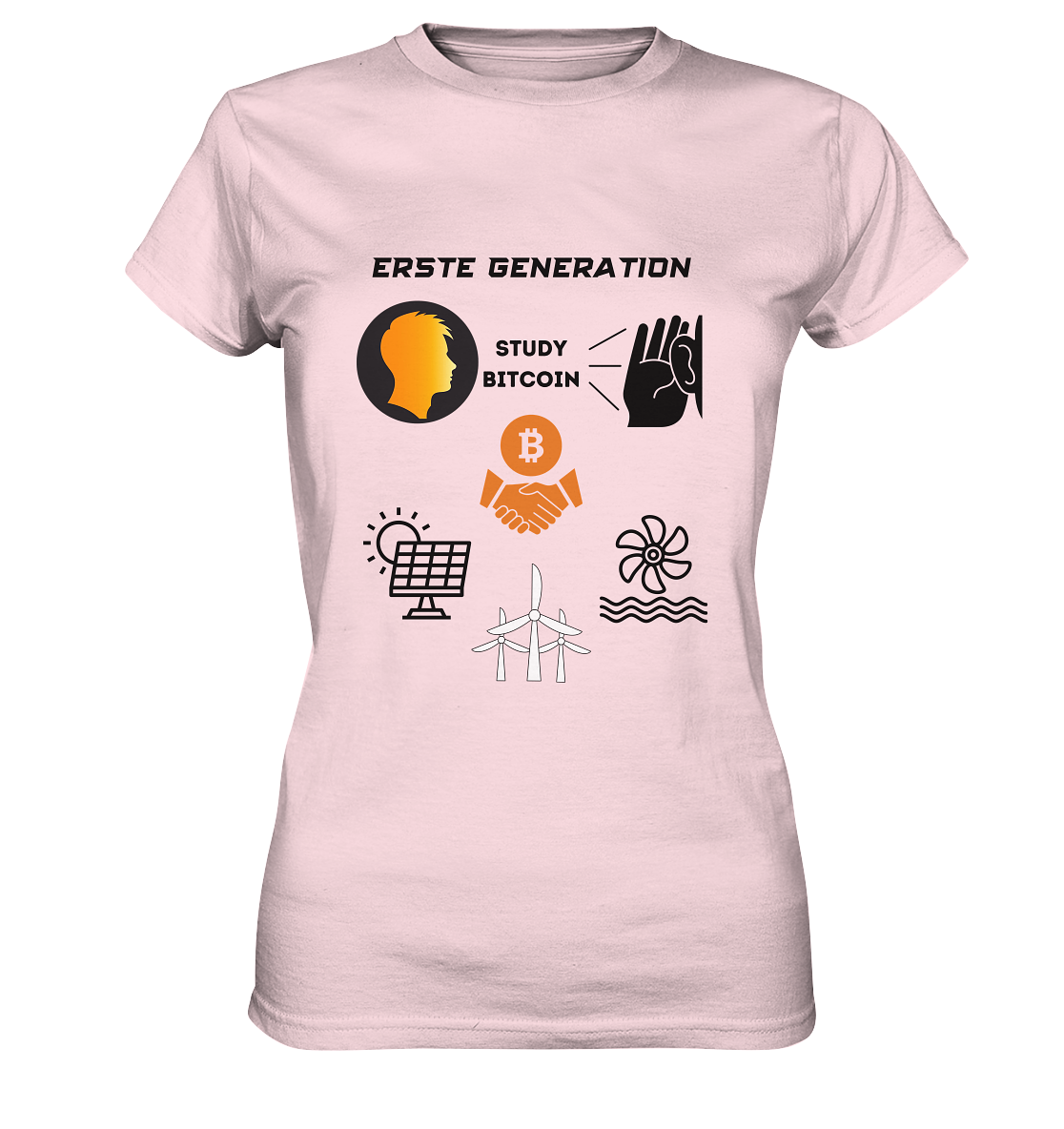 ERSTE (BITCOIN) GENERATION - STUDY BITCOIN (3 grüne Energie Grafiken) - LADIES COLLECTION 21% automat. Rabatt bis zum Halving 2024   - Ladies Premium Shirt