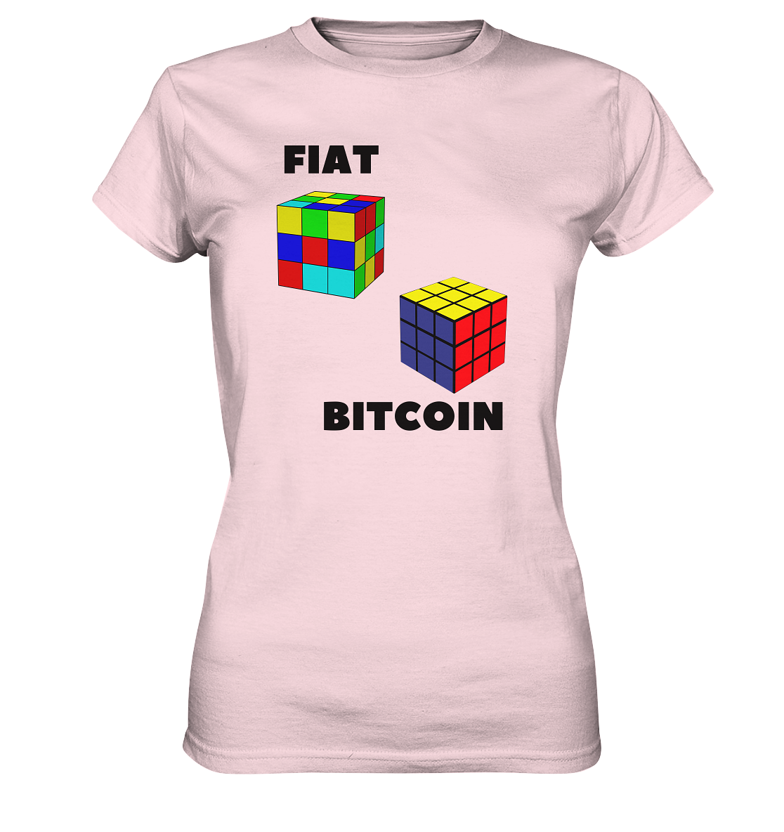 FIAT Cube & BITCOIN Cube - gerade Variante (Ladies Collection 21% Rabatt bis zum Halving 2024)    - Ladies Premium Shirt