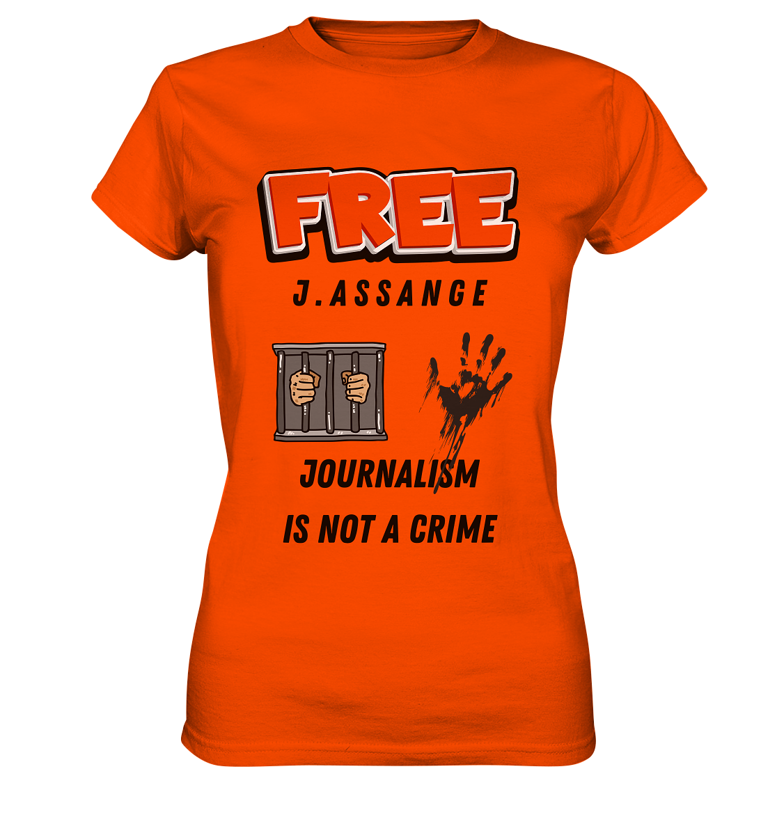 FREE J. ASSANGE - JOURNALISM IS NOT CRIME (2 Grafiken) - Ladies Collection 21% Rabatt bis zum Halving 2024) - Ladies Premium Shirt