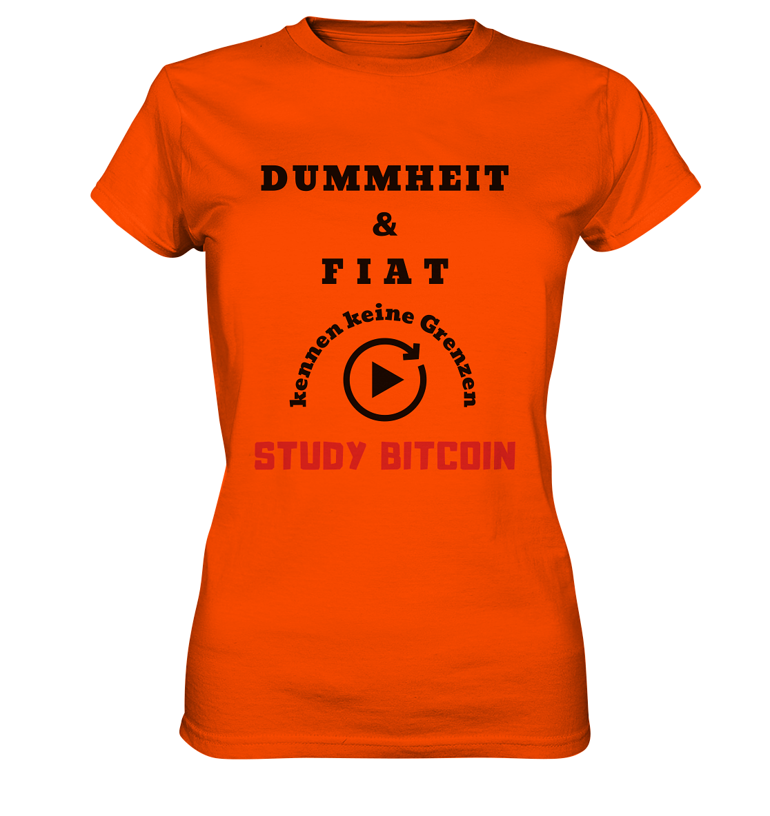 DUMMHEIT UND FIAT KENNEN KEINE GRENZEN - STUDY BITCOIN (ROT) # ENDLOS-PLAYBUTTON - Ladies Collection 21% Rabatt bis zum Halving 2024 - Ladies Premium Shirt