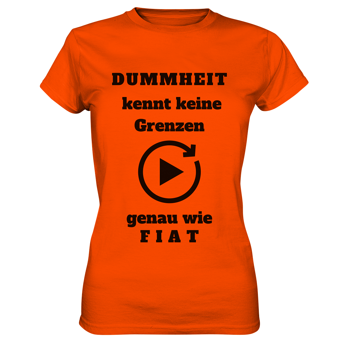 DUMMHEIT KENNT KEINE GRENZEN - GENAU WIE FIAT (ENDLOS-PLAYBUTTON) # einheitliche Schrift # Ladies Collection 21% Rabatt bis zum Halving 2024  - Ladies Premium Shirt