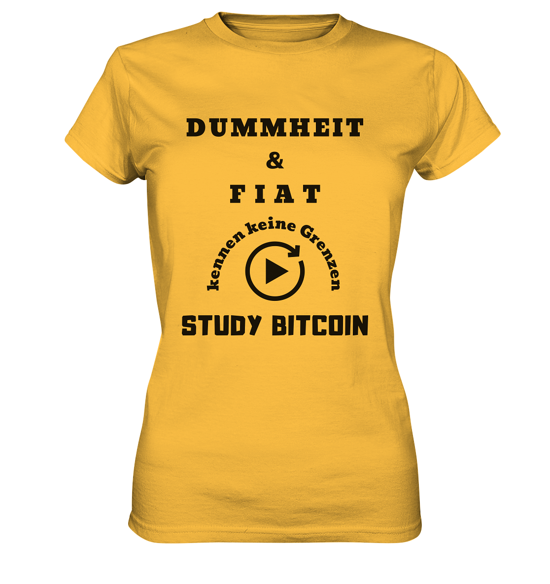 DUMMHEIT UND FIAT KENNEN KEINE GRENZEN - STUDY BITCOIN (ENDLOS-PLAYBUTTON) - Ladies Collection 21% Rabatt bis zum Halving 2024 - Ladies Premium Shirt