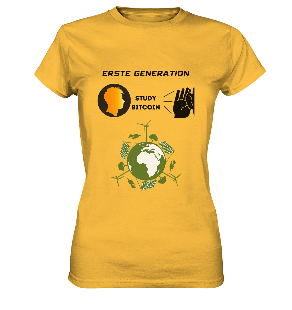 ERSTE (BITCOIN) GENERATION - STUDY BITCOIN (green world Grafik) - LADIES COLLECTION 21% automat. Rabatt bis zum Halving 2024  - Ladies Premium Shirt
