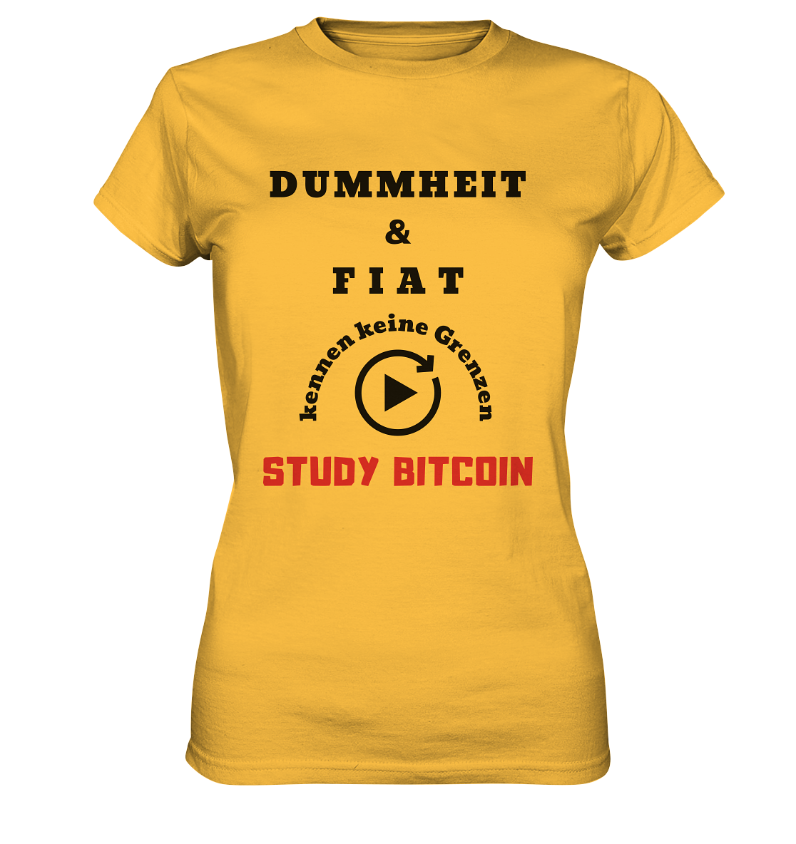 DUMMHEIT UND FIAT KENNEN KEINE GRENZEN - STUDY BITCOIN (ROT) # ENDLOS-PLAYBUTTON - Ladies Collection 21% Rabatt bis zum Halving 2024 - Ladies Premium Shirt