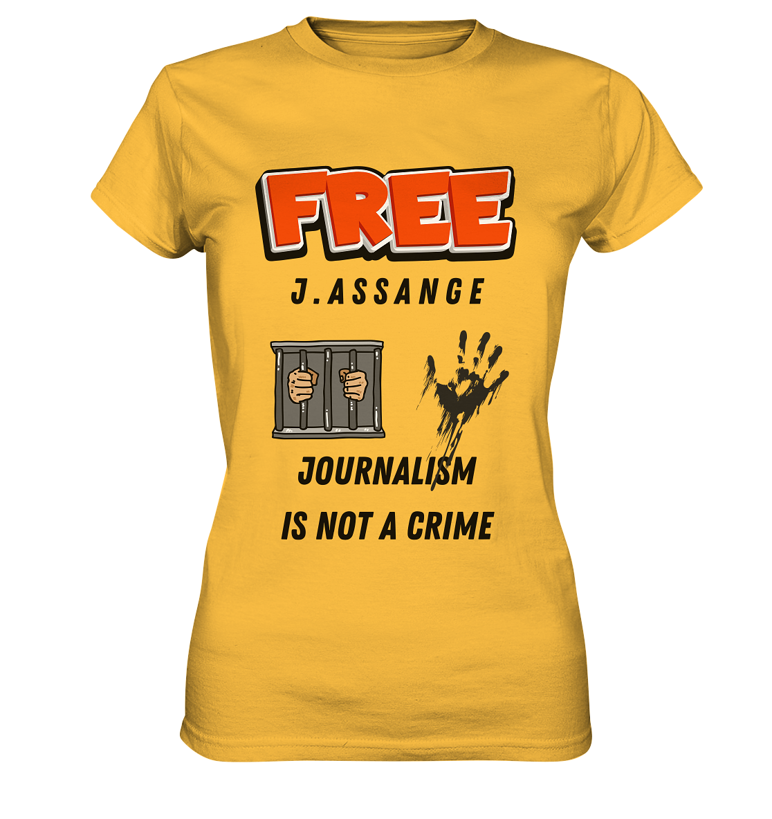FREE J. ASSANGE - JOURNALISM IS NOT CRIME (2 Grafiken) - Ladies Collection 21% Rabatt bis zum Halving 2024) - Ladies Premium Shirt
