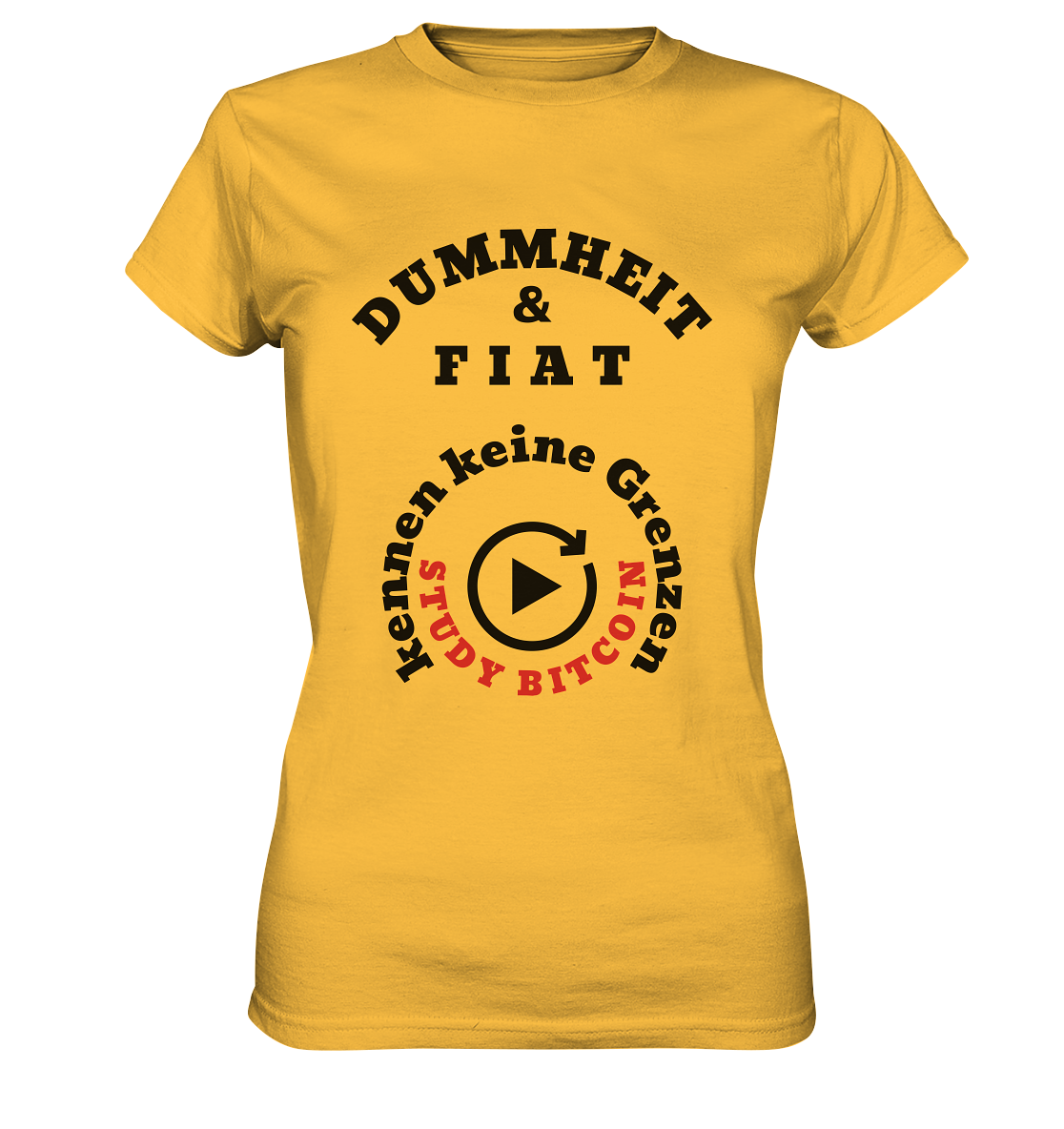 DUMMHEIT & FIAT kennen keine Grenzen - STUDY BITCOIN (rund in rund) # ENDLOS-PLAYBUTTON - Ladies Collection 21% Rabatt bis zum Halving 2024  - Ladies Premium Shirt