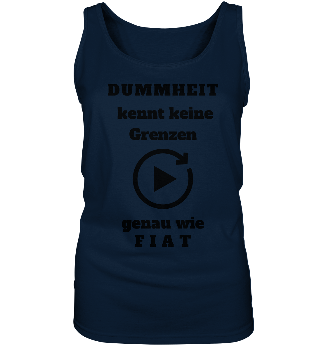 DUMMHEIT KENNT KEINE GRENZEN - GENAU WIE FIAT (ENDLOS-PLAYBUTTON) # einheitliche Schrift # Ladies Collection 21% Rabatt bis zum Halving 2024  - Ladies Tank-Top