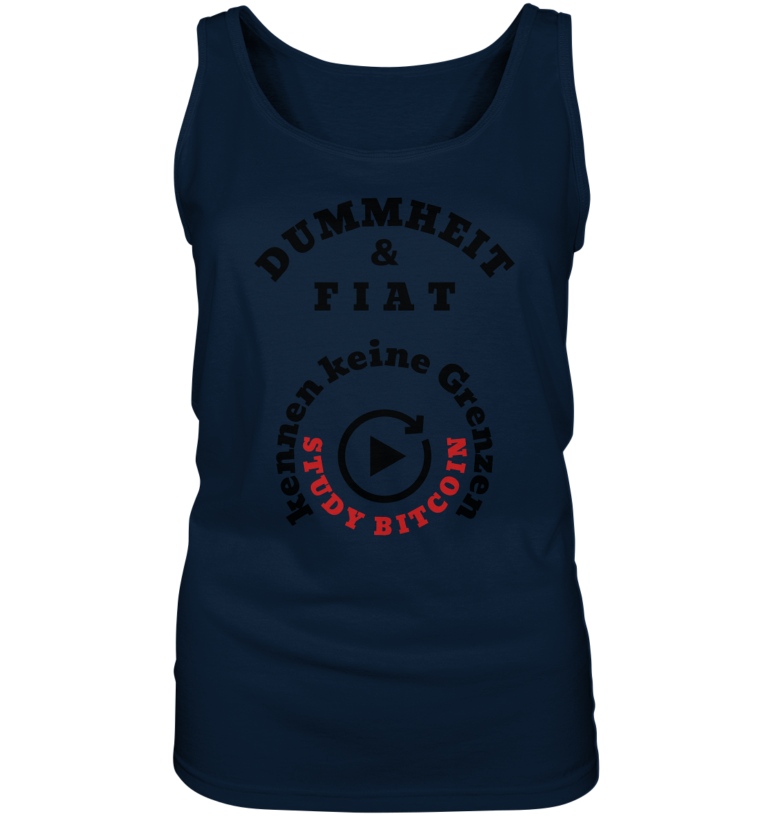 DUMMHEIT & FIAT kennen keine Grenzen - STUDY BITCOIN (rund in rund) # ENDLOS-PLAYBUTTON - Ladies Collection 21% Rabatt bis zum Halving 2024  - Ladies Tank-Top