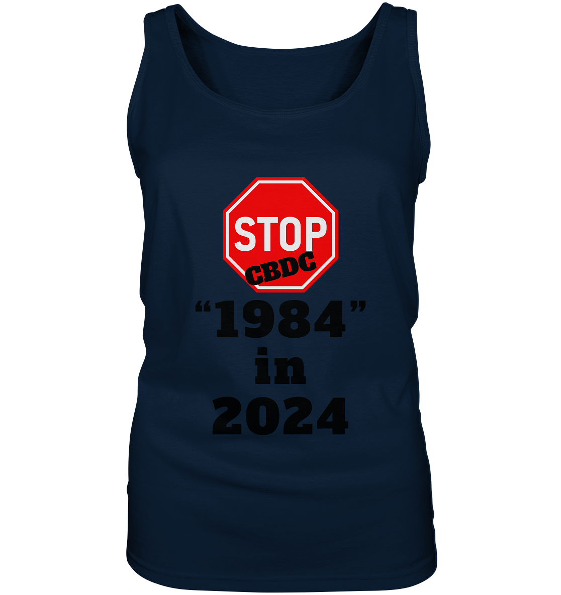 STOP CBDC "1984" in 2024 - LADIES COLLECTION 21% automat. Rabatt bis zum Halving 2024  - Ladies Tank-Top