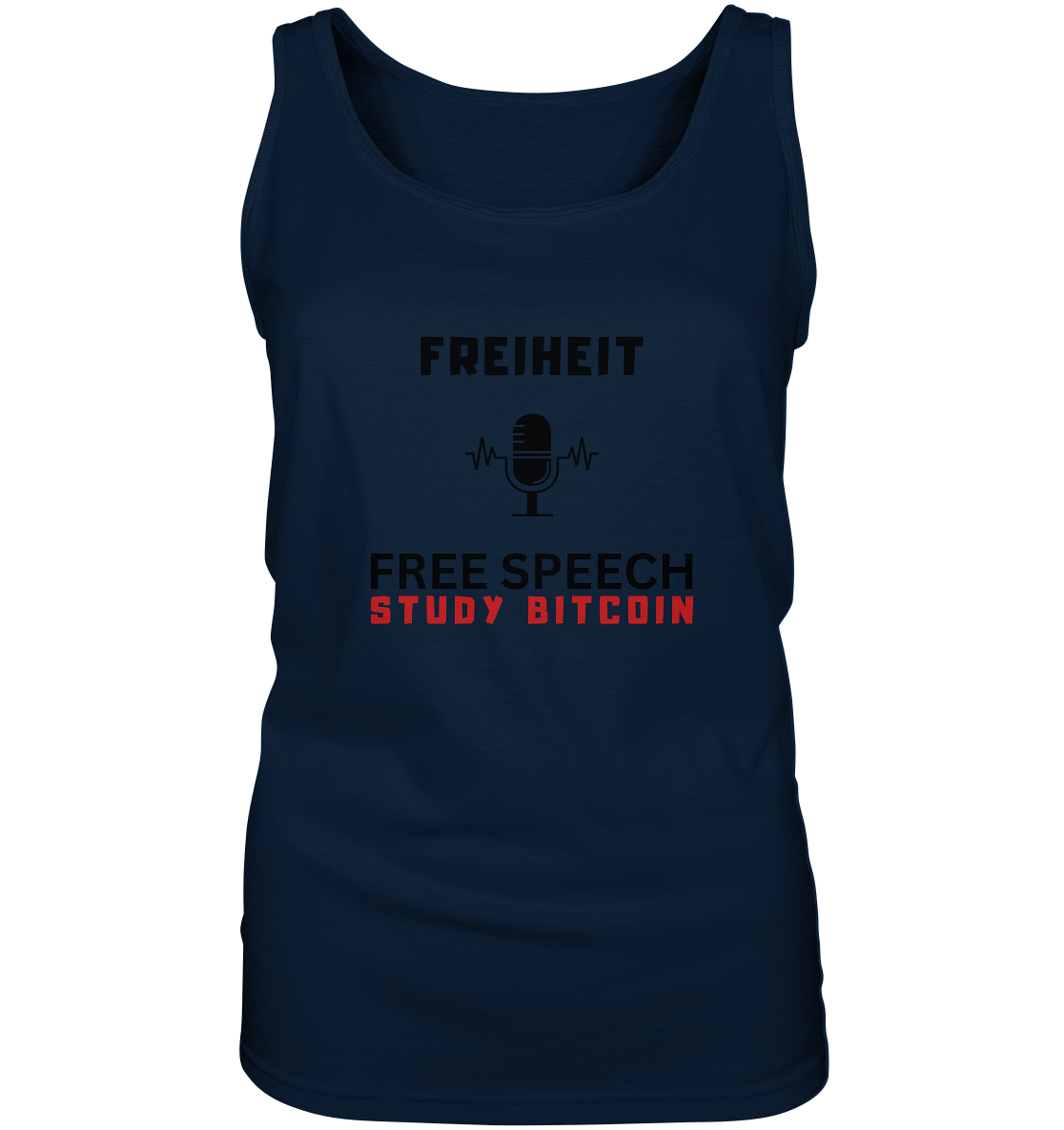 FREIHEIT (Mikrofon) FREE SPEECH, STUDY BITCOIN - LADIES COLLECTION 21% automat. Rabatt bis zum Halving 2024   - Ladies Tank-Top