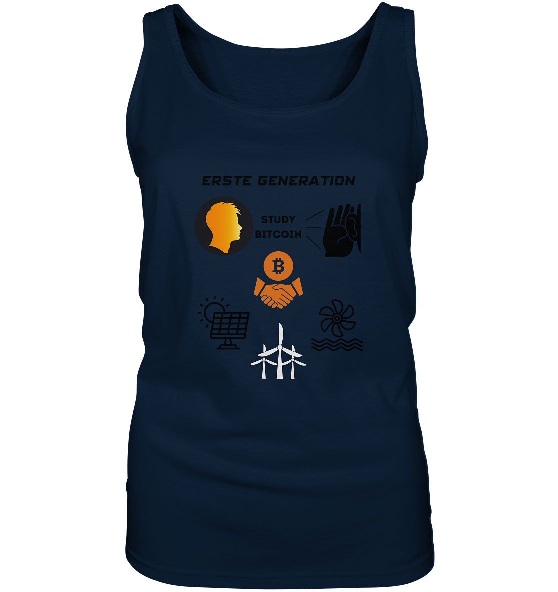 ERSTE (BITCOIN) GENERATION - STUDY BITCOIN (3 grüne Energie Grafiken) - LADIES COLLECTION 21% automat. Rabatt bis zum Halving 2024   - Ladies Tank-Top
