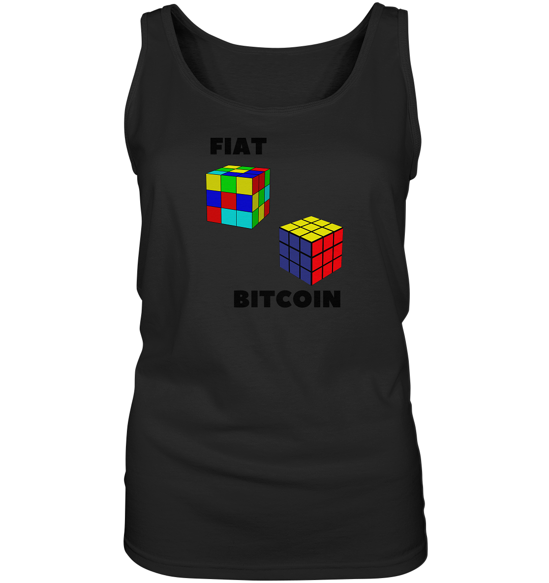 FIAT Cube & BITCOIN Cube - gerade Variante (Ladies Collection 21% Rabatt bis zum Halving 2024)    - Ladies Tank-Top