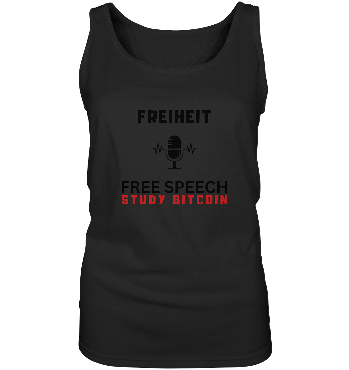 FREIHEIT (Mikrofon) FREE SPEECH, STUDY BITCOIN - LADIES COLLECTION 21% automat. Rabatt bis zum Halving 2024   - Ladies Tank-Top