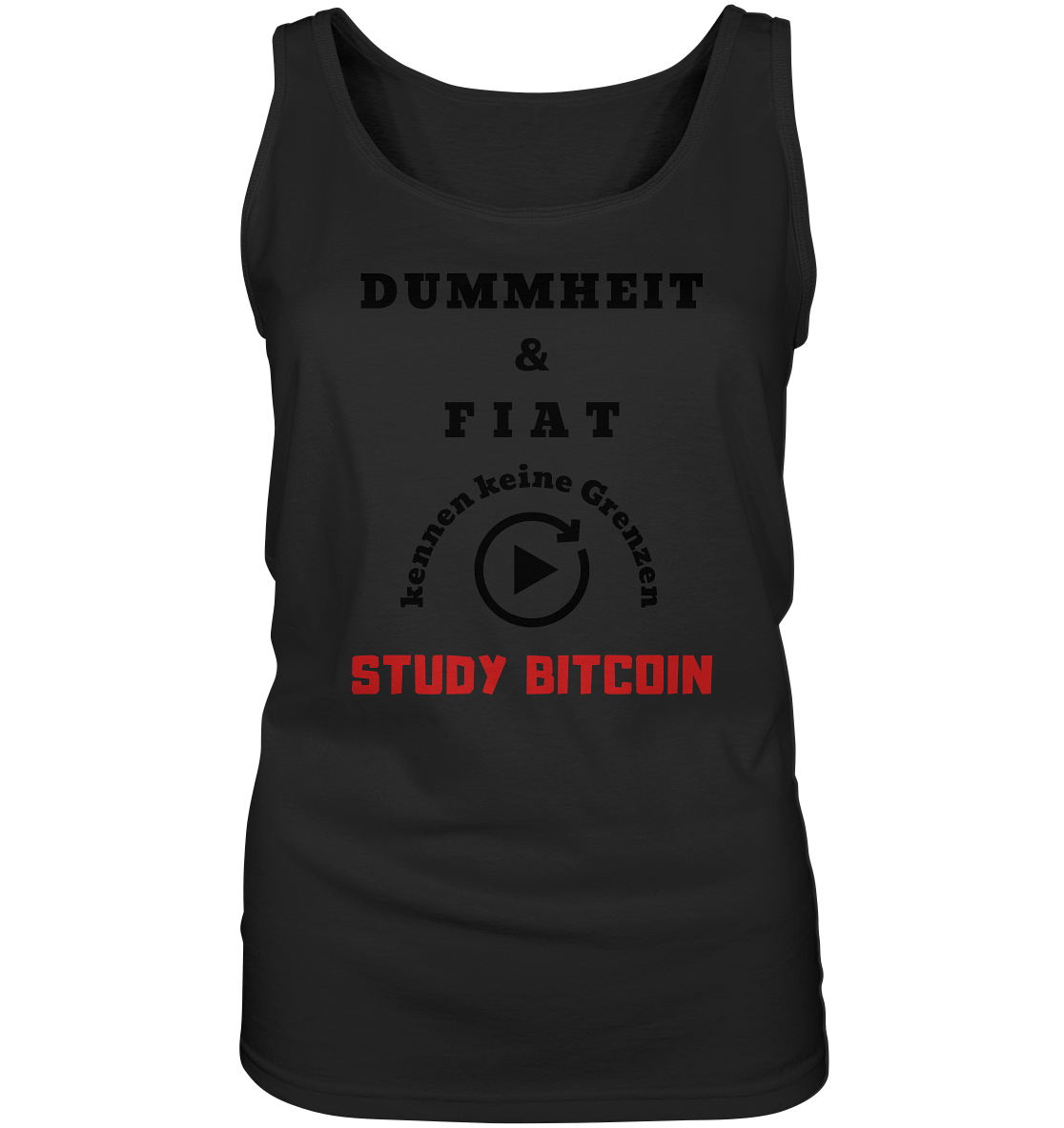 DUMMHEIT UND FIAT KENNEN KEINE GRENZEN - STUDY BITCOIN (ROT) # ENDLOS-PLAYBUTTON - Ladies Collection 21% Rabatt bis zum Halving 2024 - Ladies Tank-Top
