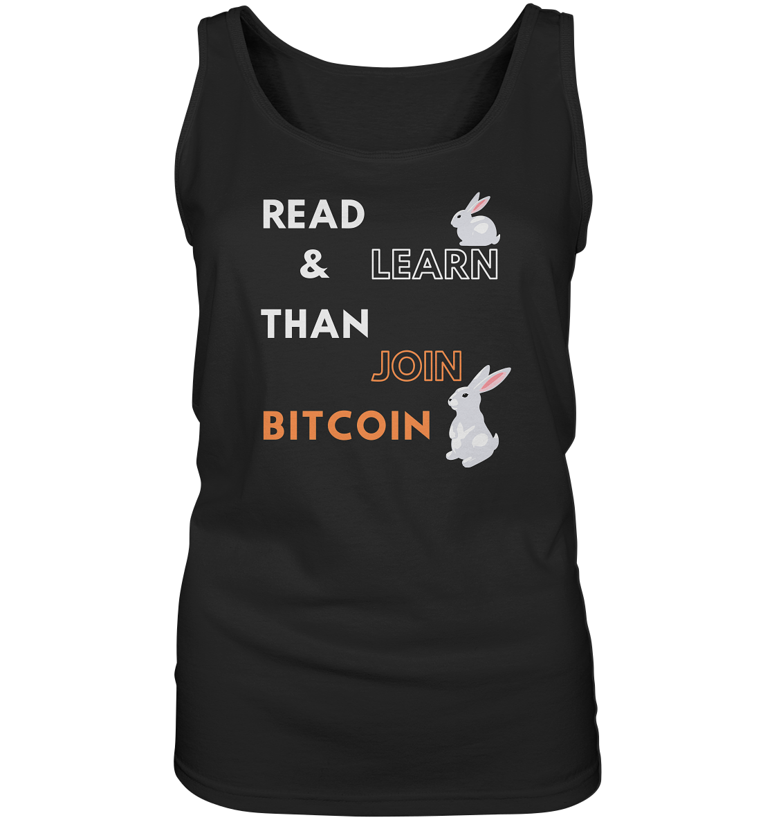 READ & LEARN THAN JOIN BITCOIN - white/orange Bunny Version - Ladies Collection - Ladies Tank-Top