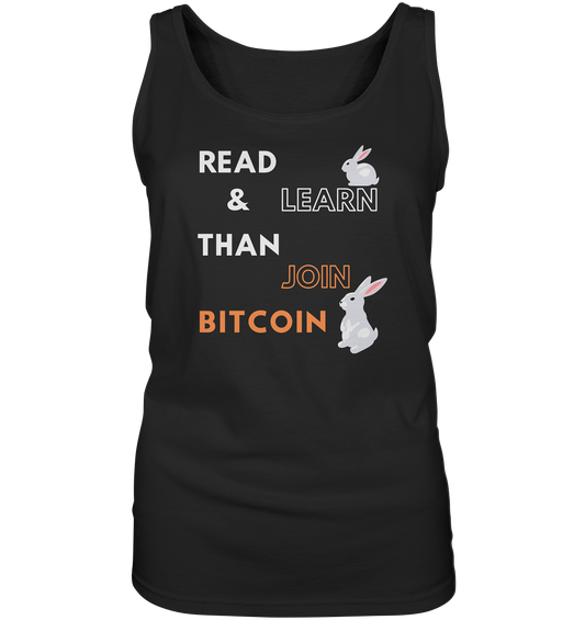 READ & LEARN THAN JOIN BITCOIN - white/orange Bunny Version - Ladies Collection - Ladies Tank-Top