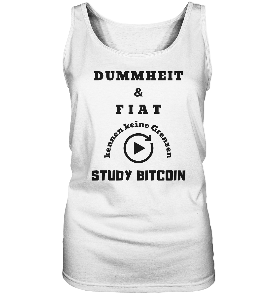 DUMMHEIT UND FIAT KENNEN KEINE GRENZEN - STUDY BITCOIN (ENDLOS-PLAYBUTTON) - Ladies Collection 21% Rabatt bis zum Halving 2024 - Ladies Tank-Top