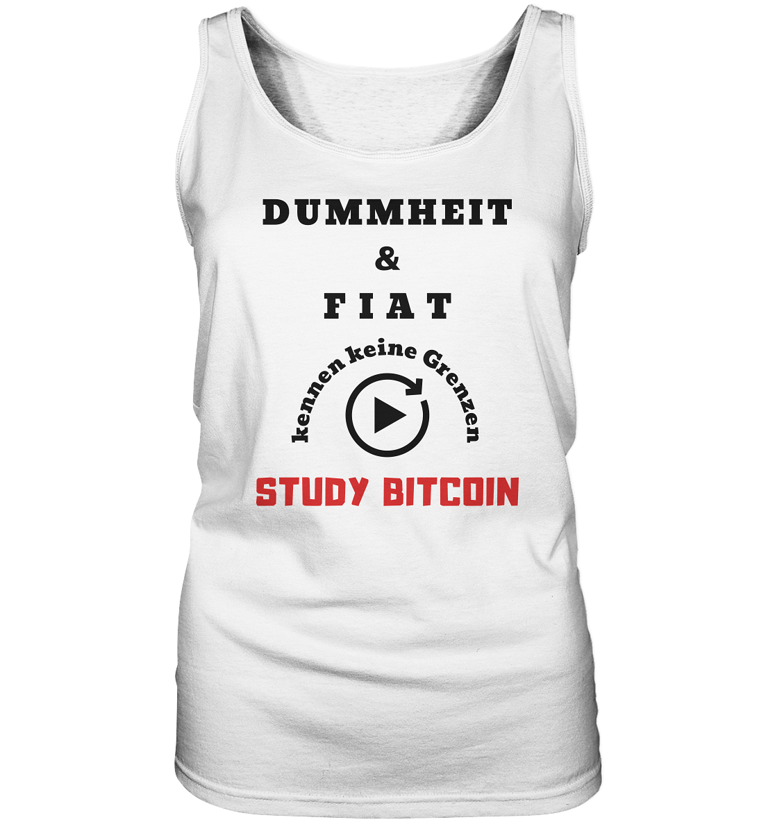 DUMMHEIT UND FIAT KENNEN KEINE GRENZEN - STUDY BITCOIN (ROT) # ENDLOS-PLAYBUTTON - Ladies Collection 21% Rabatt bis zum Halving 2024 - Ladies Tank-Top