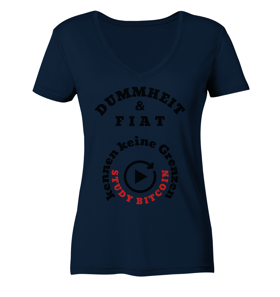 DUMMHEIT & FIAT kennen keine Grenzen - STUDY BITCOIN (rund in rund) # ENDLOS-PLAYBUTTON - Ladies Collection 21% Rabatt bis zum Halving 2024  - Ladies V-Neck Shirt