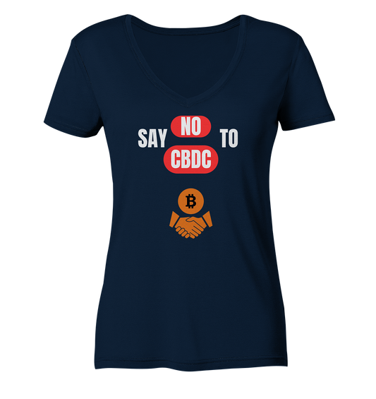 SAY NO TO CBDC - DEFIANCE handshake (Ladies Collection 21% Rabatt bis zum Halving 2024) - Ladies V-Neck Shirt
