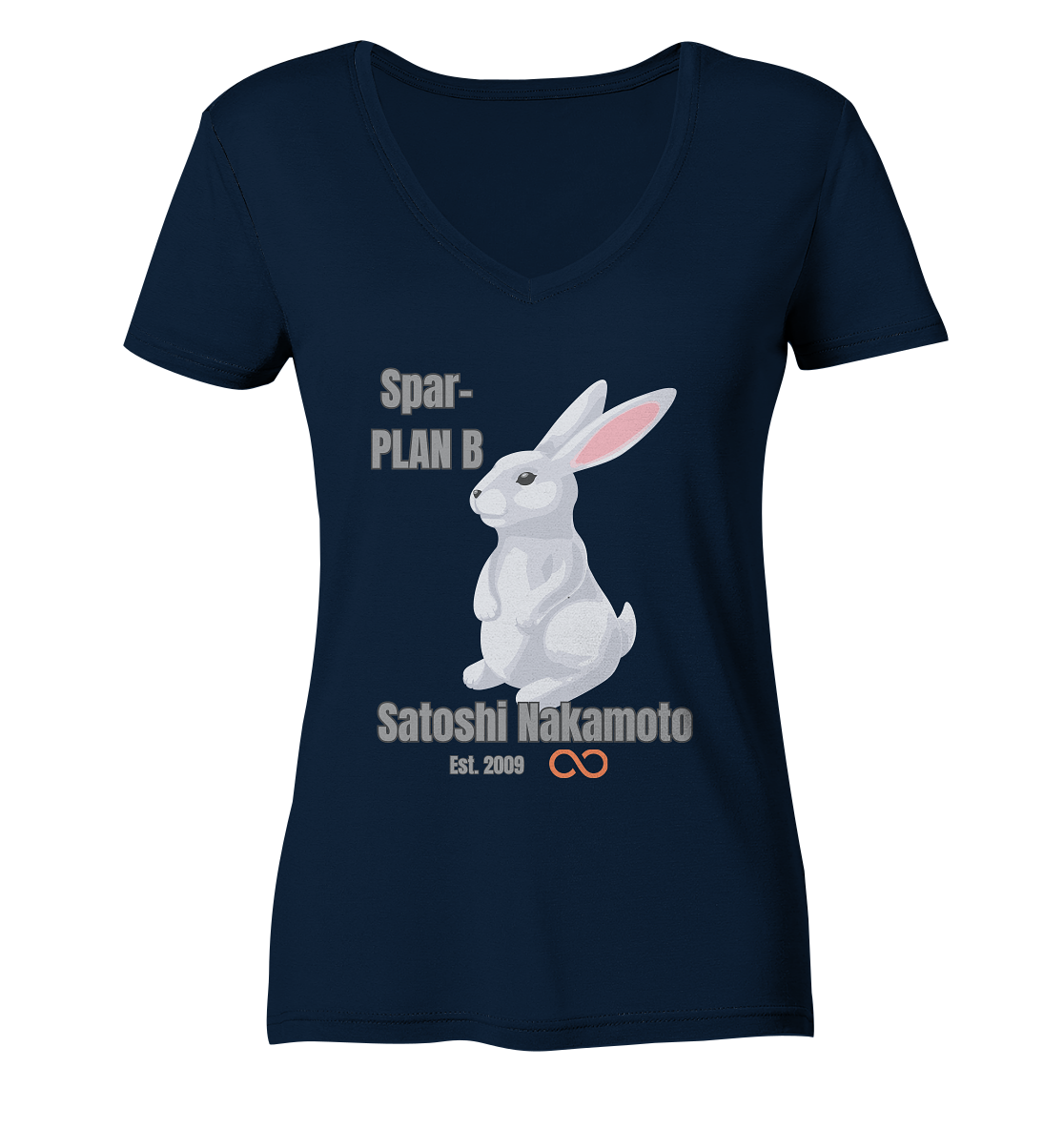 Spar-PLAN B SATOSHI NAKAMOTO Est. 2009 (unendlich) - LADIES COLLECTION 21% automat. Rabatt bis zum Halving 2024  - Ladies V-Neck Shirt