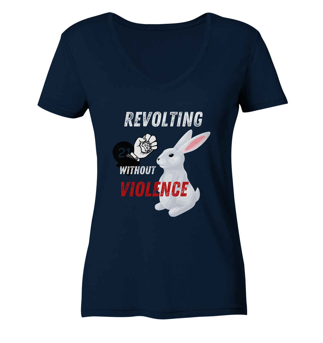 REVOLTING WITHOUT VIOLENCE - LADIES COLLECTION 21% automat. Rabatt bis zum Halving 2024  - Ladies V-Neck Shirt