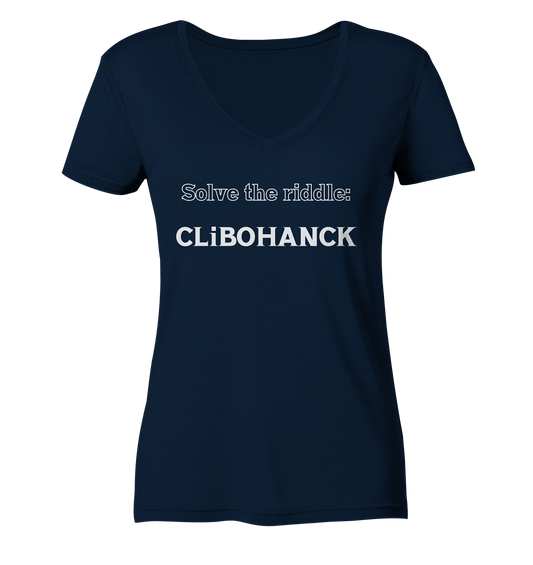 SOLVE THE RIDDLE - CLiBOHANCK  (Ladies)  - Ladies V-Neck Shirt