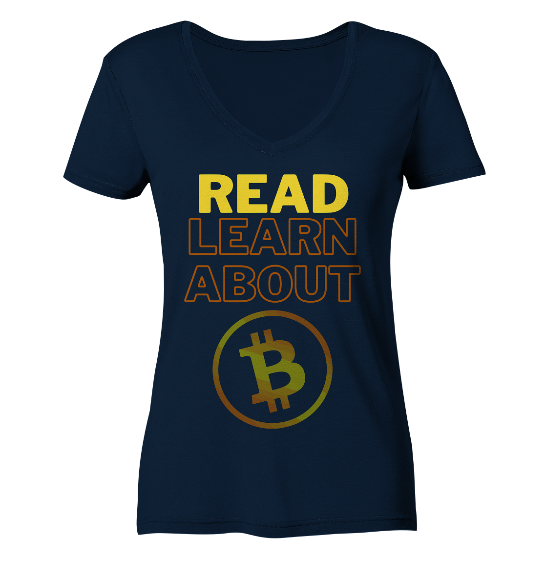 READ - LEARN ABOUT BITCOIN - Ladies Collection - Ladies V-Neck Shirt