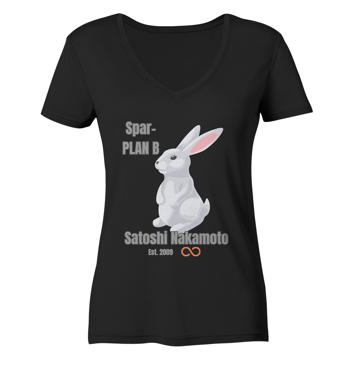 Spar-PLAN B SATOSHI NAKAMOTO Est. 2009 (unendlich) - LADIES COLLECTION 21% automat. Rabatt bis zum Halving 2024  - Ladies V-Neck Shirt