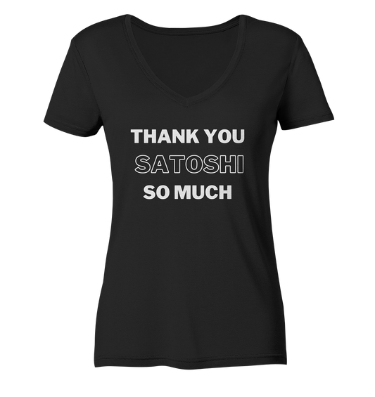 THANK YOU SO MUCH SATOSHI (Version pure white) - LADIES COLLECTION 21% automat. Rabatt bis zum Halving 2024  - Ladies V-Neck Shirt