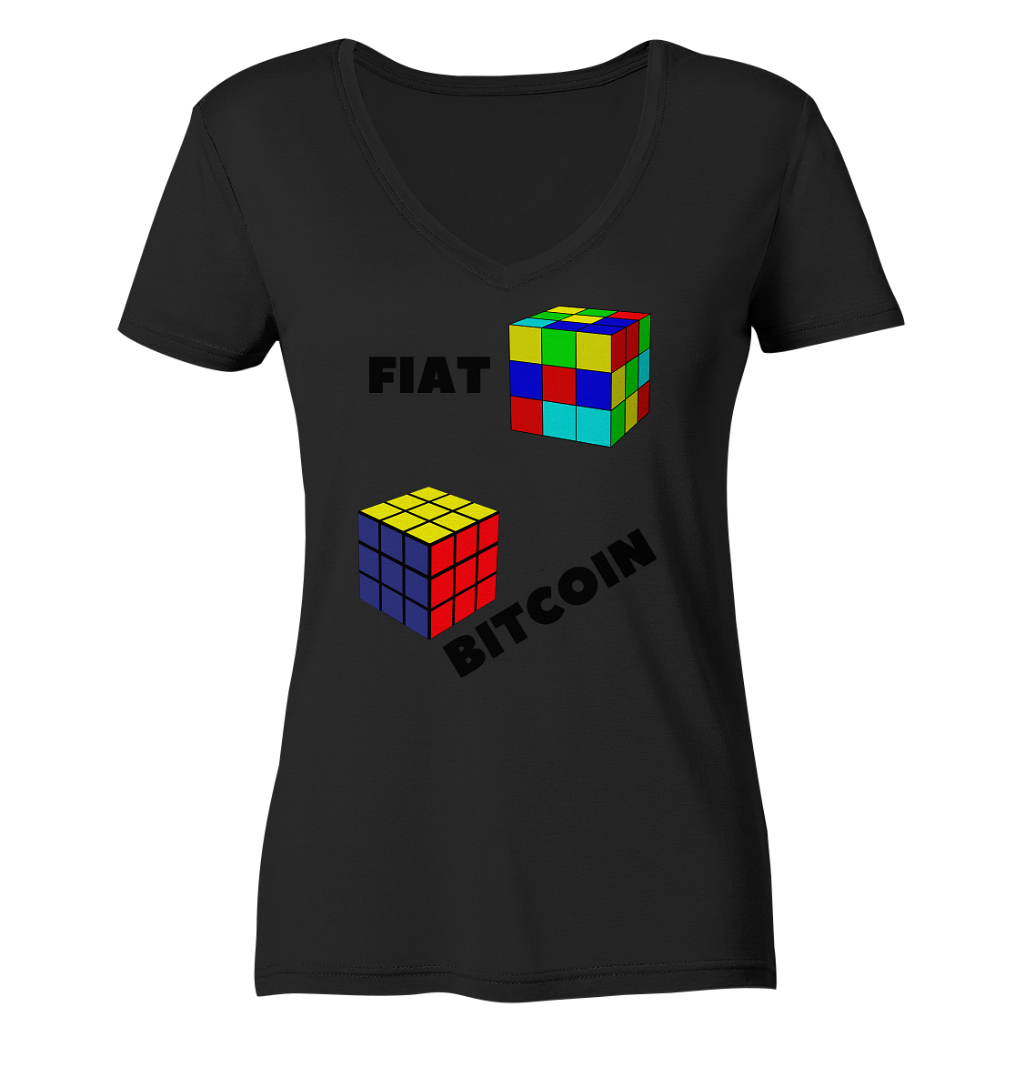 FIAT Cube Bitcoin Cube (Ladies Collection 21% Rabatt bis zum Halving 2024)   - Ladies V-Neck Shirt