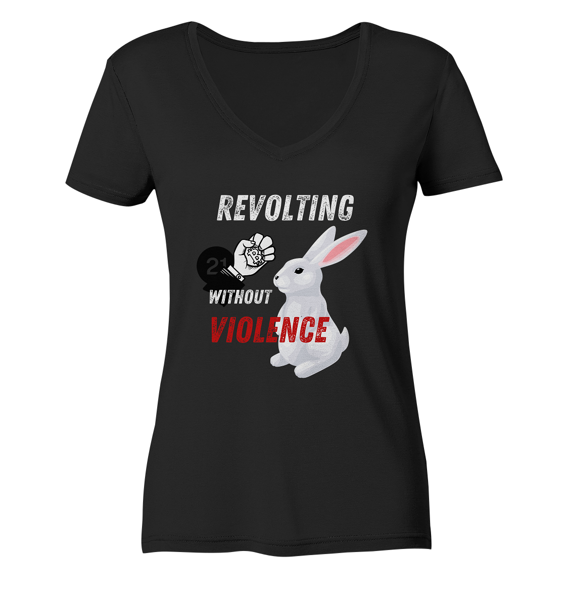 REVOLTING WITHOUT VIOLENCE - LADIES COLLECTION 21% automat. Rabatt bis zum Halving 2024  - Ladies V-Neck Shirt