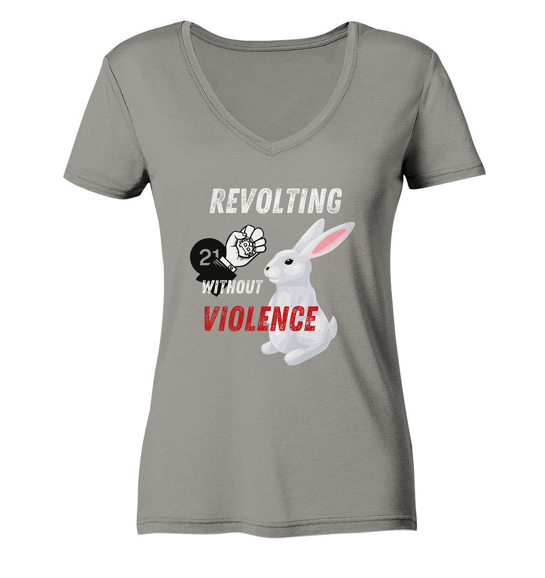 REVOLTING WITHOUT VIOLENCE - LADIES COLLECTION 21% automat. Rabatt bis zum Halving 2024  - Ladies V-Neck Shirt