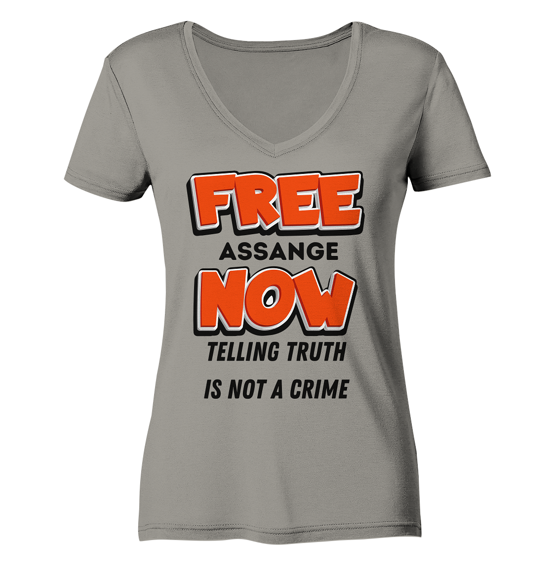 FREE ASSANGE NOW - TELLING TRUTH IS NOT A CRIME (Ladies Collection 21% Rabatt bis zum Halving 2024) - Ladies V-Neck Shirt