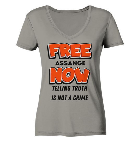 FREE ASSANGE NOW - TELLING TRUTH IS NOT A CRIME (Ladies Collection 21% Rabatt bis zum Halving 2024) - Ladies V-Neck Shirt