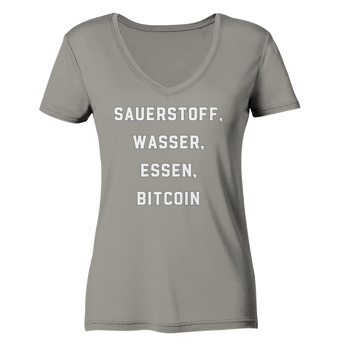 SAUERSTOFF, WASSER, ESSEN, BITCOIN- Ladies Collection   - Ladies V-Neck Shirt