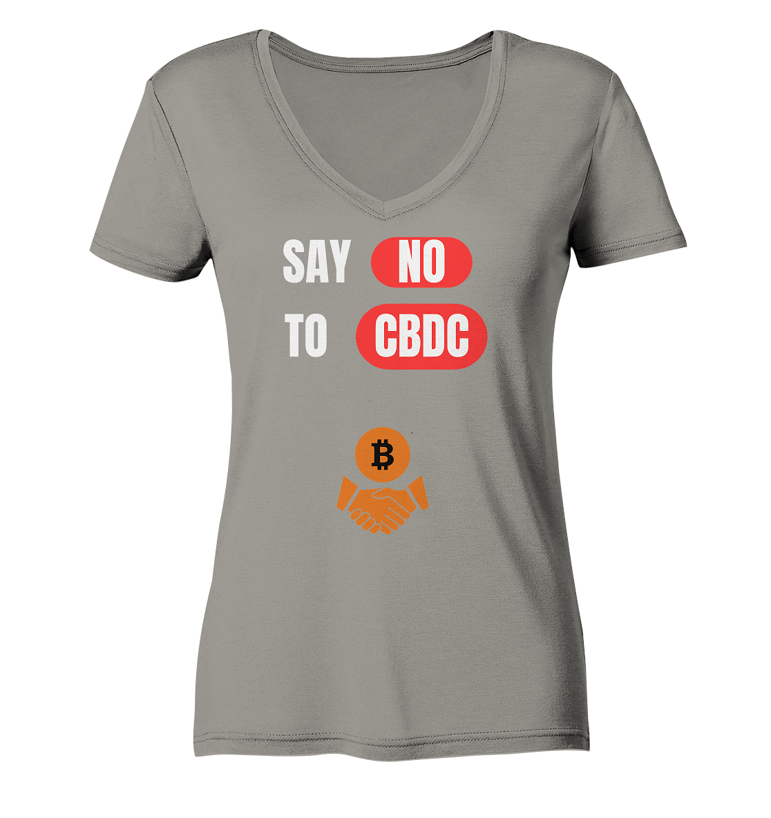 SAY NO TO CBDC - Variante (Ladies Collection 21% Rabatt bis zum Halving 2024)  - Ladies V-Neck Shirt