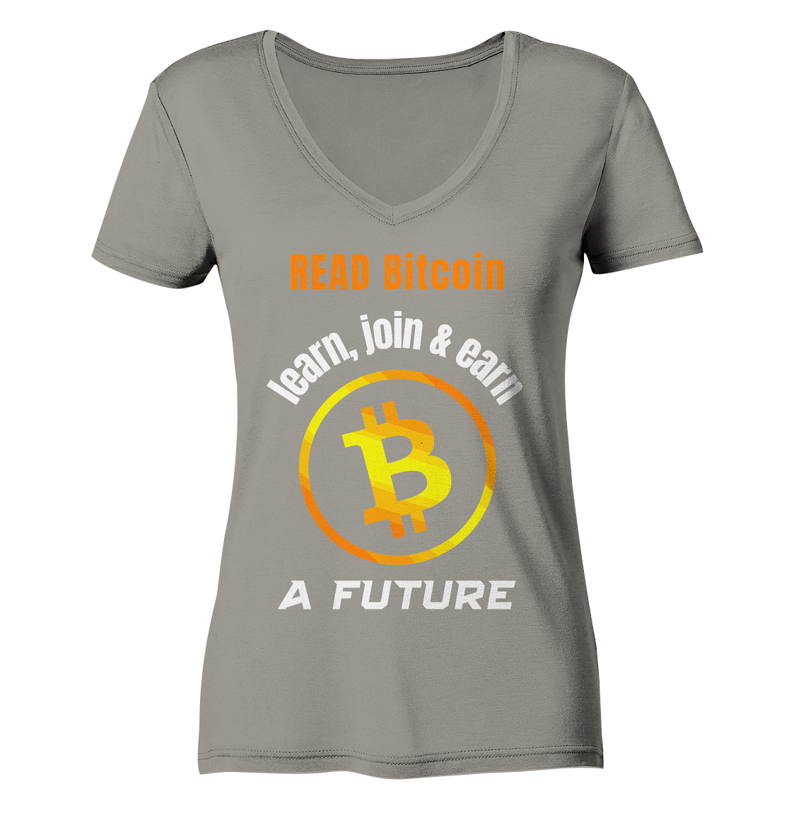 READ BITCOIN learn, join & earn A FUTURE - Var. Ladies collection  - Ladies V-Neck Shirt