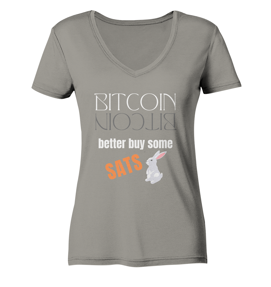 BITCOIN better buy some SATS (Spiegelschrift & Bunny) - LADIES COLLECTION 21% automat. Rabatt bis zum Halving 2024  - Ladies V-Neck Shirt