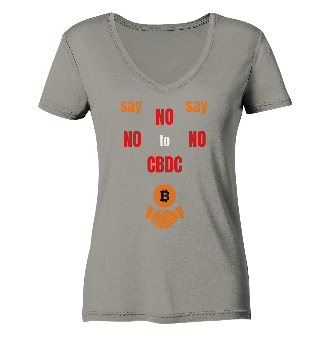 say NO NO NO to CBDC - orange / weiss / rot (Ladies Collection 21% Rabatt bis zum Halving 2024) - Ladies V-Neck Shirt
