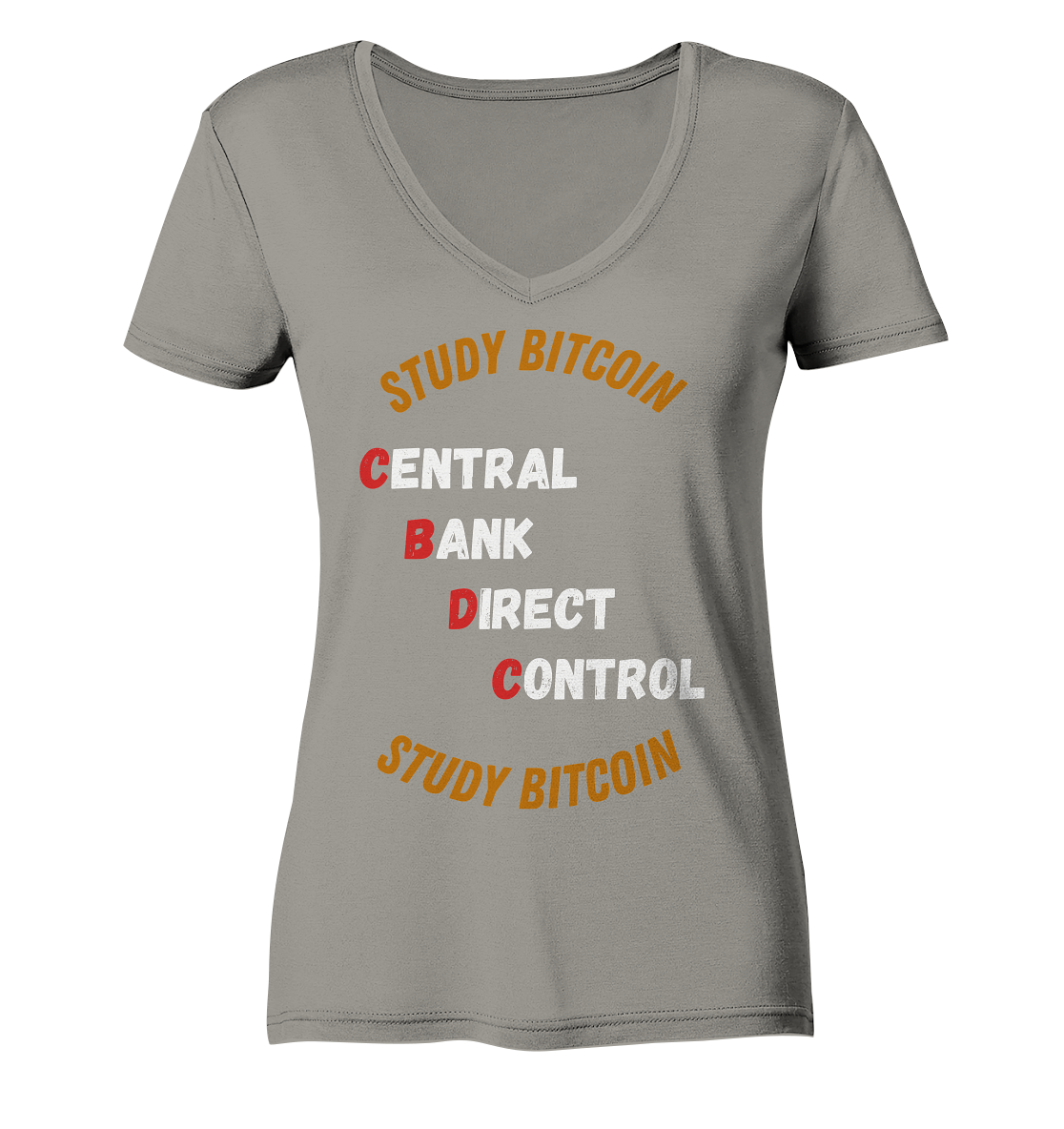CENTRAL BANK DIRECT CONTROL - STUDY BITCOIN (Ladies Collection 21% Rabatt bis zum Halving 2024)   - Ladies V-Neck Shirt