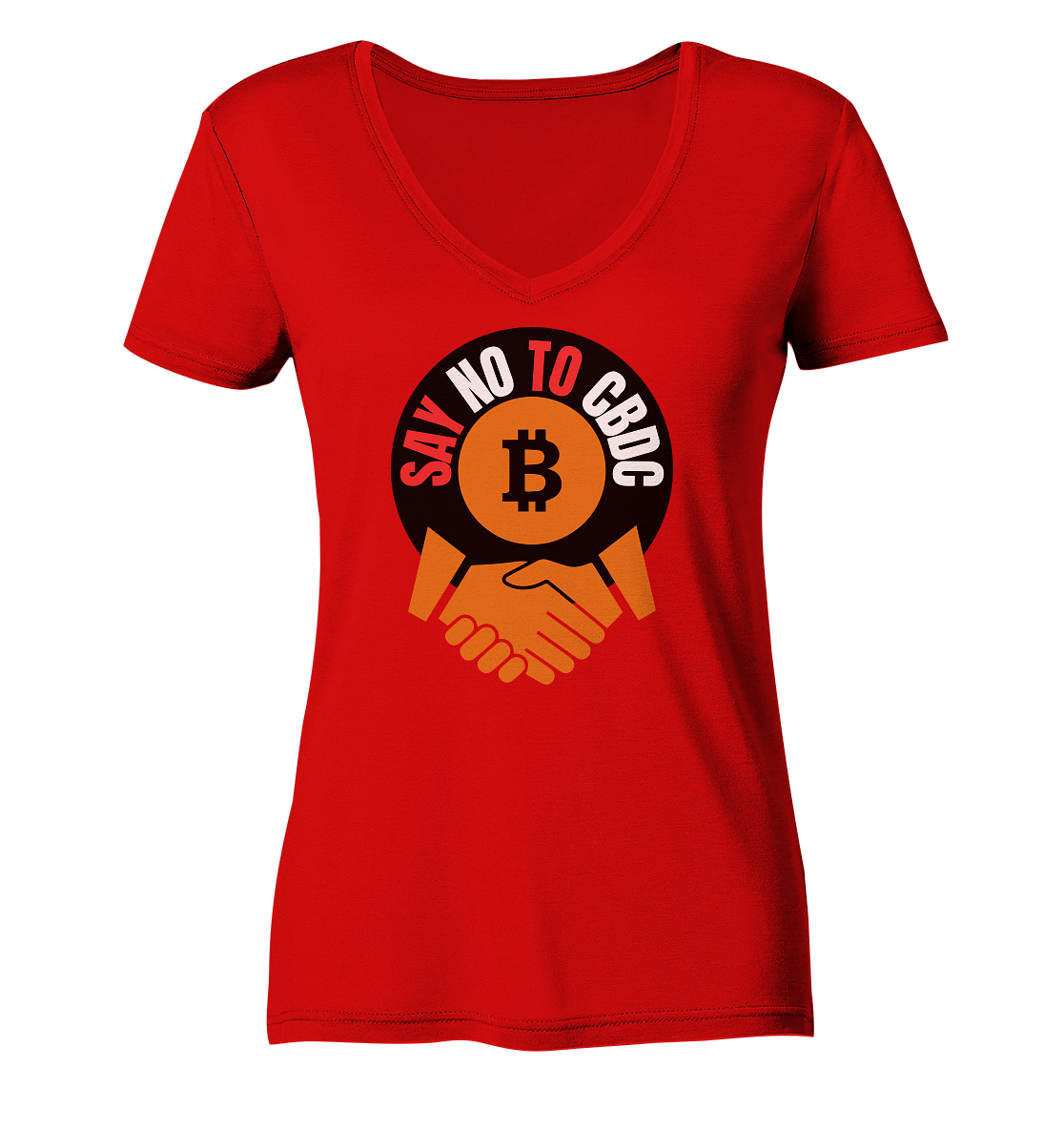 SAY NO TO CBDC - handshake (Ladies Collection 21% Rabatt bis zum Halving 2024)  - Ladies V-Neck Shirt